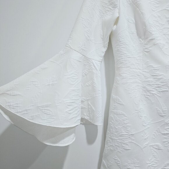 Lilly Pulitzer - 4 - Kayla Stretch Dress Fern Pucker Jacquard Bell Sleeve White - Picture 4 of 9